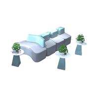 KIBONCY Light Blue & Gray Modular Office Sofa Set,Reconfigurable System Stain-Resistant Seating for Hospitality(A)