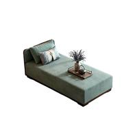 KIBONCY Linen Chaise Lounge Indoor, Solid Wood Frame Sofa with Decorative Pillows, Comfortable Single Bed for Small Living Spaces(C,190x60x68cm)