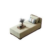 KIBONCY Linen Chaise Lounge Indoor, Solid Wood Frame Sofa with Decorative Pillows, Comfortable Single Bed for Small Living Spaces(D,180x80x68cm)