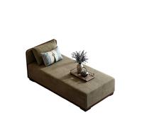 KIBONCY Linen Chaise Lounge Indoor, Solid Wood Frame Sofa with Decorative Pillows, Comfortable Single Bed for Small Living Spaces(A,180x70x68cm)