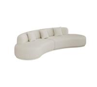 KIBONCY Luxury Crescent Shaped Sectional Sofa, Soft Suede Upholstered Curved Couch, Modern Oversized Deep Seat with Decor Pillows for Living Room(A)