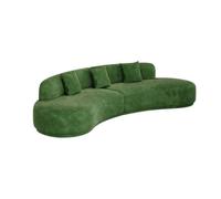 KIBONCY Luxury Crescent Shaped Sectional Sofa, Soft Suede Upholstered Curved Couch, Modern Oversized Deep Seat with Decor Pillows for Living Room(F)