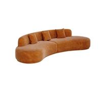 KIBONCY Luxury Crescent Shaped Sectional Sofa, Soft Suede Upholstered Curved Couch, Modern Oversized Deep Seat with Decor Pillows for Living Room(J)