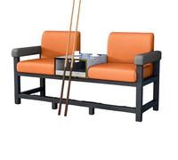 KIBONCY Luxury Pool Hall Viewing Sofa with Integrated Side Table, Modern Design Lounge Couch & Drink Holder, Soft PU Leather Upholstered Seat(H)