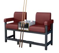 KIBONCY Luxury Pool Hall Viewing Sofa with Integrated Side Table, Modern Design Lounge Couch & Drink Holder, Soft PU Leather Upholstered Seat(E)