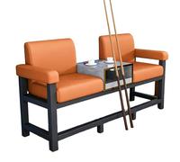 KIBONCY Luxury Pool Hall Viewing Sofa with Integrated Side Table, Modern Design Lounge Couch & Drink Holder, Soft PU Leather Upholstered Seat(F)