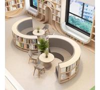KIBONCY Meubles combinés de bibliothèque de canapé incurvé, canapé rembourré Contemporain avec étagères intégrées, canapé de Rangement élégant for Le Bureau à Domicile du Salon(D)