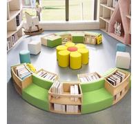 KIBONCY Meubles combinés de bibliothèque de canapé incurvé, canapé rembourré Contemporain avec étagères intégrées, canapé de Rangement élégant for Le Bureau à Domicile du Salon(F)