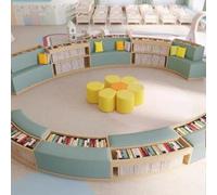 KIBONCY Meubles combinés de bibliothèque de canapé incurvé, canapé rembourré Contemporain avec étagères intégrées, canapé de Rangement élégant for Le Bureau à Domicile du Salon(N)