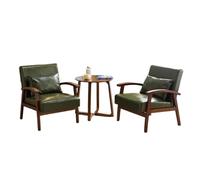 KIBONCY Mid-Century 3-Piece Accent Chair Set, Wooden Frame Chairs with Side Table Living Room Conversation, Fabric with End(C)