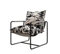 KIBONCY Mid-Century Accent Chair, Modern with Wood Armrests Armchair Lounge with Metal Legs for Living Room Bedroom(B)