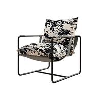 KIBONCY Mid-Century Accent Chair, Modern with Wood Armrests Armchair Lounge with Metal Legs for Living Room Bedroom(E)