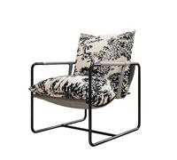 KIBONCY Mid-Century Accent Chair, Modern with Wood Armrests Armchair Lounge with Metal Legs for Living Room Bedroom(A)