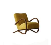 KIBONCY Mid-Century Accent Chair, Neutral Teddy Fleece, Upholstered Armchair Minimalist Bentwood for Home Office(H)