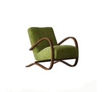 KIBONCY Mid-Century Accent Chair, Neutral Teddy Fleece, Upholstered Armchair Minimalist Bentwood for Home Office(I)