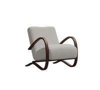 KIBONCY Mid-Century Accent Chair, Neutral Teddy Fleece, Upholstered Armchair Minimalist Bentwood for Home Office(D)