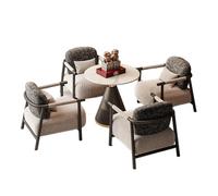 KIBONCY Mid-Century Modern Accent Chair, Traditional Chinese Style, Upholstered Linen Armchair with Solid Wood Frame for Living Room(D-80cm)