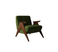 KIBONCY Mid Century Modern Accent Chair with Solid Wood Frame Upholstered Reading Armchair with Soft Linen Fabric,for Living Room, Bedroom,Office(D)