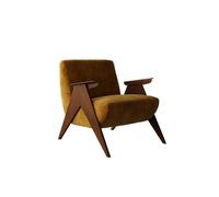 KIBONCY Mid Century Modern Accent Chair with Solid Wood Frame Upholstered Reading Armchair with Soft Linen Fabric,for Living Room, Bedroom,Office(C)
