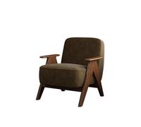KIBONCY Mid-Century Modern Accent Chair Wood with Plush Cushion for Bedroom Upholstered Armchair for Living Room(F)