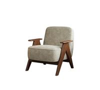 KIBONCY Mid-Century Modern Accent Chair Wood with Plush Cushion for Bedroom Upholstered Armchair for Living Room(H)