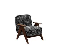 KIBONCY Mid-Century Modern Accent Chair Wood with Plush Cushion for Bedroom Upholstered Armchair for Living Room(A)
