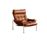 KIBONCY Mid-Century Modern Leather Accent Chair - Stainless Steel Frame Lounge Compact for Living Room(B)