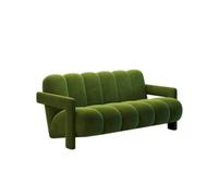 KIBONCY Mid-Century Padded Armrest Upholstered Sofa, Channel Tufted Bubble Shaped Velvet Accent Couch, Multi-Size Indoor Leisure for Home(E)