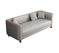 KIBONCY Mid Century Upholstered Couch, High Resilience Latex Cushion 3 Seater Faux Leather Sofa with Stain Resistant Surface, Space Saving Comfort for Home