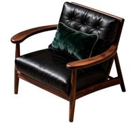 KIBONCY Mid-Style Solid Wood Single Sofa and Leisure Chair for Homestay Hotel, High-End Ash Wood and Walnut Wood New Chinese-Style Sofa Chair(A3)