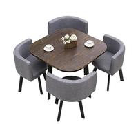 KIBONCY Mix & Match Round Dining Table and 4 Chairs Set, Luxury with Marble-Effect Tabletop,for Apartments,Event Venues(M)