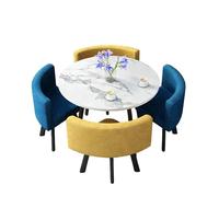 KIBONCY Mix & Match Round Dining Table and 4 Chairs Set, Luxury with Marble-Effect Tabletop,for Apartments,Event Venues(H)