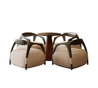KIBONCY Modern 5-Piece Conversation Set, Contemporary Reception Seating,Fabric Upholstered Armchairs with Curved Wood Frame and Coffee Table(E-80cm)