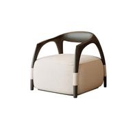 KIBONCY Modern Accent Chair with Curved Wood Frame, Small Space,Fabric Single Sofa with Black for Living Room(A)