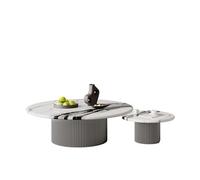 KIBONCY Modern Artificial Marble Round Dining Table Nesting Coffee Set of 2, Tables for Living Room(2)