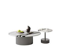 KIBONCY Modern Artificial Marble Round Dining Table Nesting Coffee Set of 2, Tables for Living Room(6)