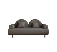 KIBONCY Modern Boucle Sofa with Double Round Back, Faux Suede 3-Seater Couch with Metal Base Upholstered with Pillows for Living Room(F,140x80x92cm)