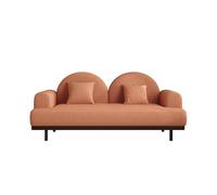 KIBONCY Modern Boucle Sofa with Double Round Back, Faux Suede 3-Seater Couch with Metal Base Upholstered with Pillows for Living Room(E,140x80x92cm)