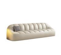 KIBONCY Modern Bubble Leather Sofa, 4-Seater Upholstered Couch with Grid Pillow for Living Room, Apartment & Office, Orange/Black/Beige(B,170cm)