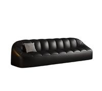 KIBONCY Modern Bubble Leather Sofa, 4-Seater Upholstered Couch with Grid Pillow for Living Room, Apartment & Office, Orange/Black/Beige(A,170cm)