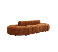 KIBONCY Modern Curved Pumpkin Channel Tufted Sofa, Multi-Size Velvet Upholstered Sectional with Solid Wood Frame, Accent Furniture for Living Room(B)