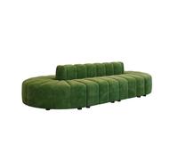 KIBONCY Modern Curved Pumpkin Channel Tufted Sofa, Multi-Size Velvet Upholstered Sectional with Solid Wood Frame, Accent Furniture for Living Room(L)