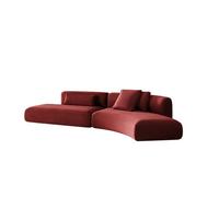 KIBONCY Modern Curved Velvet Sectional Sofa, Oversized L-Shaped Upholstered Couch with Throw Pillows for Living Room(C,3.5m)