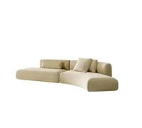 KIBONCY Modern Curved Velvet Sectional Sofa, Oversized L-Shaped Upholstered Couch with Throw Pillows for Living Room(A,3.5m)
