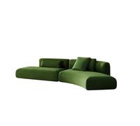 KIBONCY Modern Curved Velvet Sectional Sofa, Oversized L-Shaped Upholstered Couch with Throw Pillows for Living Room(B,3.5m)