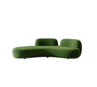 KIBONCY Modern Curved Velvet Sofa, 2-Seater Asymmetrical Couch with Frosted Upholstery Minimalist Loveseat, for Living Room(A,270cm)