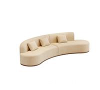 KIBONCY Modern Curved Wave Sofa Set, 210/240/270/300cm Velvet Upholstered Sectional with Single Chair, Sturdy Wood Frame Living Room(D)