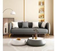 KIBONCY Modern Faux Leather Sofa,Luxury Couch with Golden Metal Legs, Upholstered Mid Century, Sturdy Solid Wood Frame for Living Room(A,124cm)
