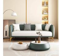 KIBONCY Modern Faux Leather Sofa,Luxury Couch with Golden Metal Legs, Upholstered Mid Century, Sturdy Solid Wood Frame for Living Room(B,144cm)