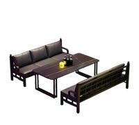 KIBONCY Modern KTV Booth Seating with Coffee Table, Industrial U-Shaped Sofa and Set Black Leather, Ideal for Lounges(C)